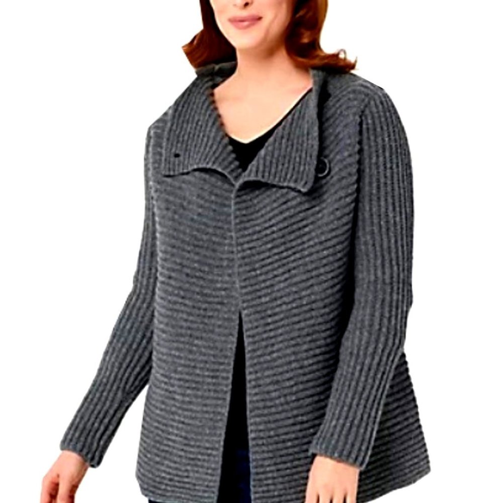 Fisherman Out of Ireland Merino Wool Cashmere Ribbed Cardigan